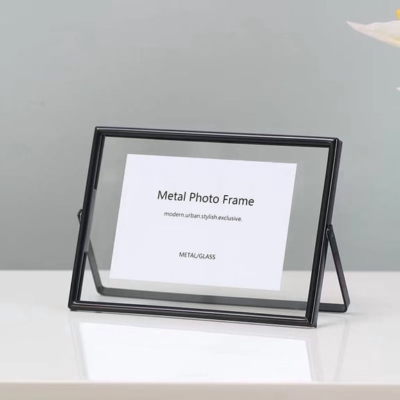 Black 10x8'' Floating Frame, For Photo Sizes (7x5'' ,8x6'' 9x7'' 10x8''), Beautiful Metal Lace Edge Frames Adjustable Tabletop/Shelf Photo Frame, Classy Gift Choice for Thanksgiving,Wedding