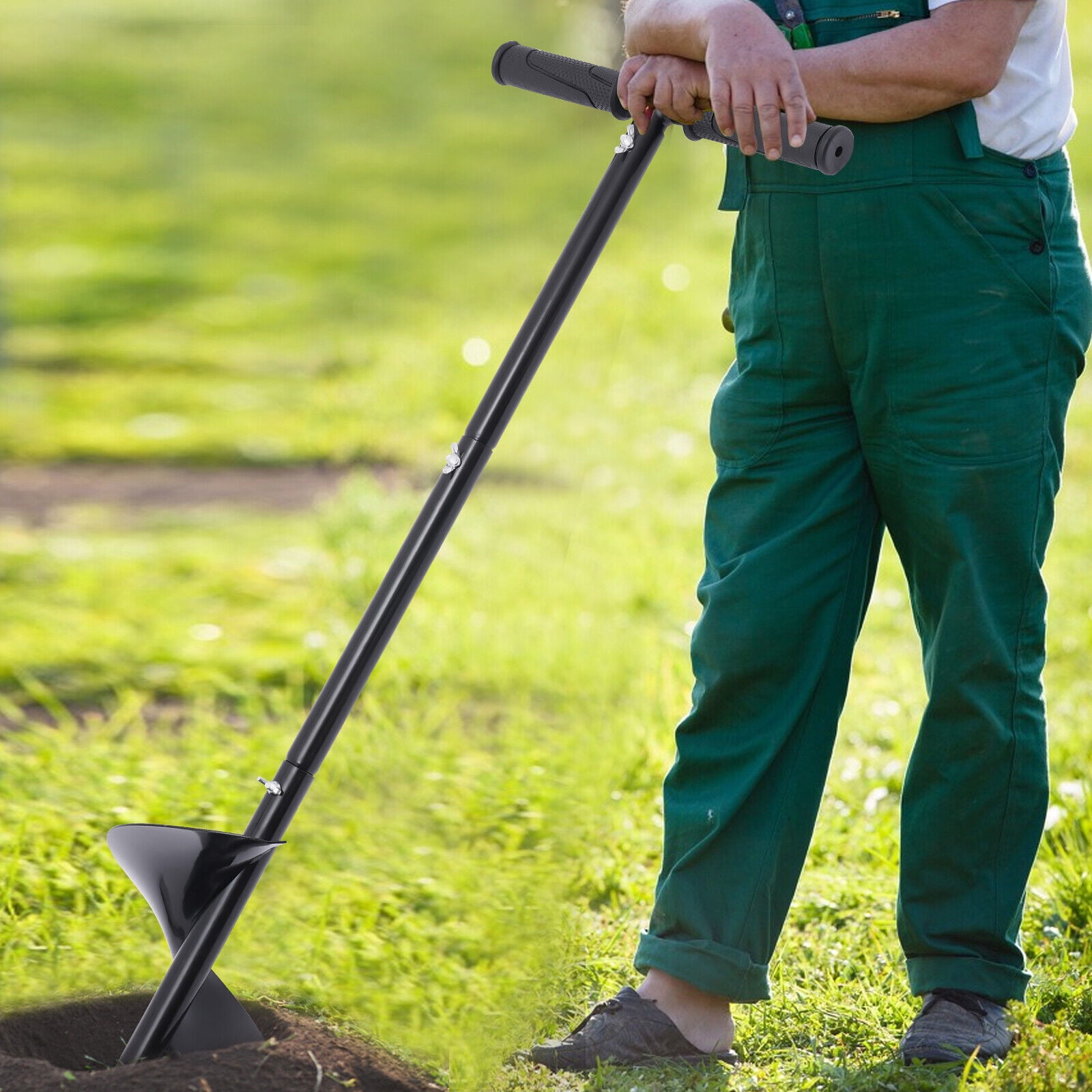 Black 11 33in Manual Garden Hole Digging Drill Bit T shaped Hand Drill Auger Post Hole Digger for Rocky Soil Gravel Soil Loam