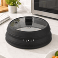Black 11.8 Inch Microwave Splatter Cover with Collapsible Silicone for ...