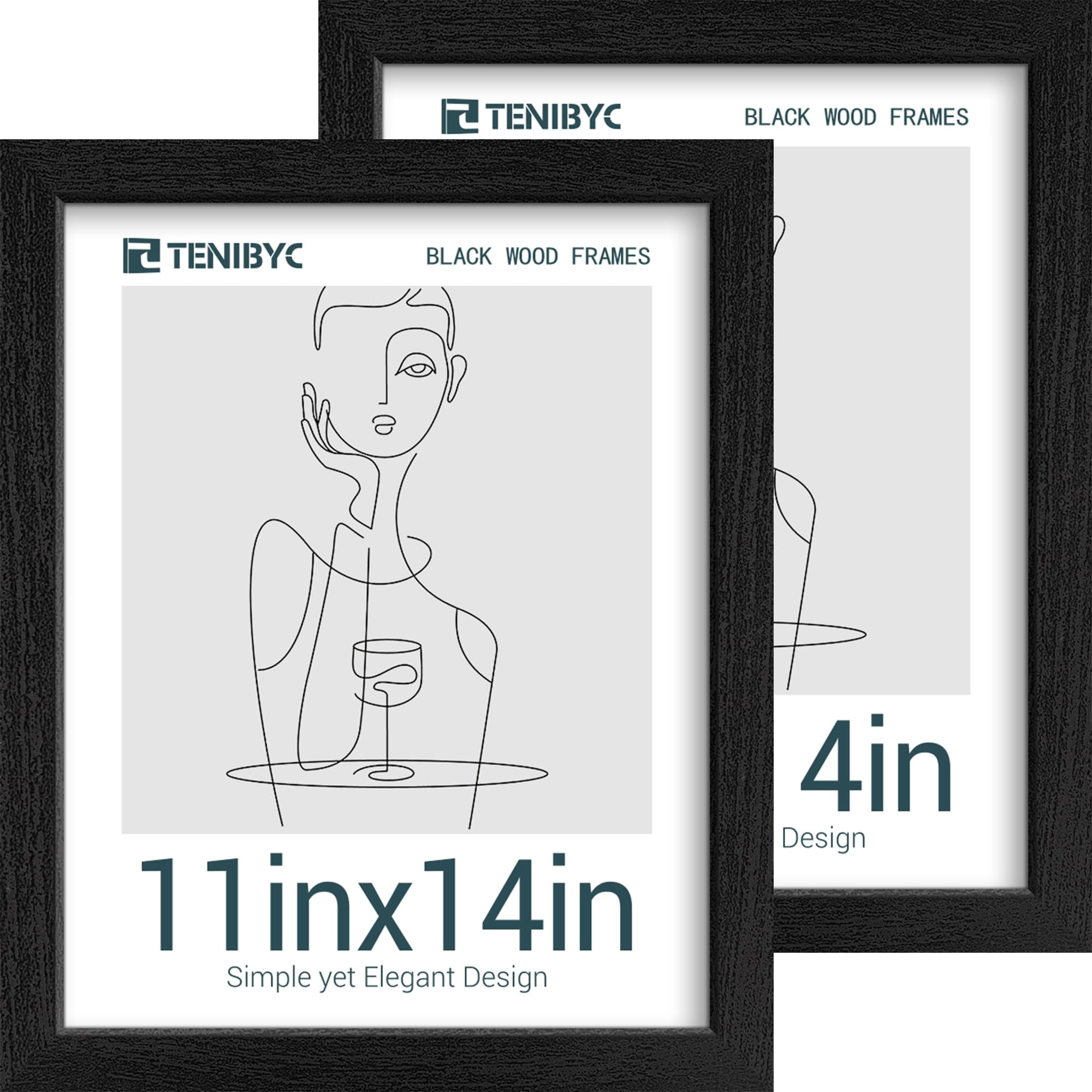 Black 11 X 14 2 Pack Picture Frames for Table and Wall Display ...