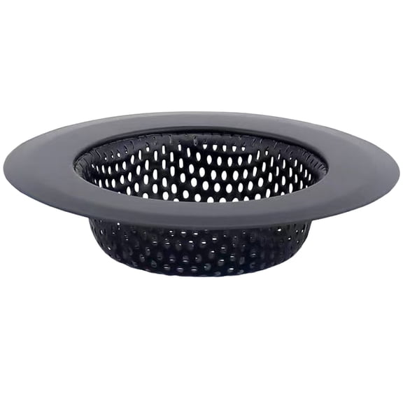 Black 11cm Stainless Steel Drain Strainer, Multi-Purpose Kitchen & Bathroom Filter for Debris & Blockage Prevention
