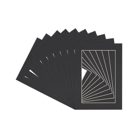 Black 11x14 White Picture Mats with White Core for 8x10 Pictures - Fits 11x14 Frame