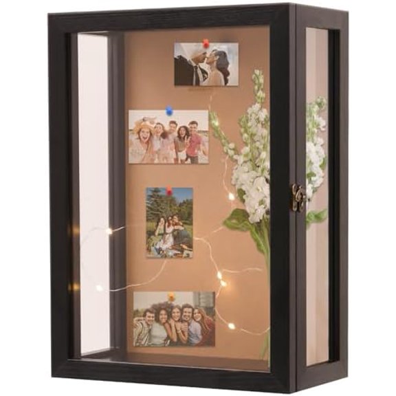 Black 11x15 Inch Deep Shadow Box Frame Wall Mounted,Depth 5 Inch Display Case,Three-Sided Premium Clear Acrylic Viewing Panels,Include a Warm LED Light Strip$$Home Decor, Kitchen, & Other