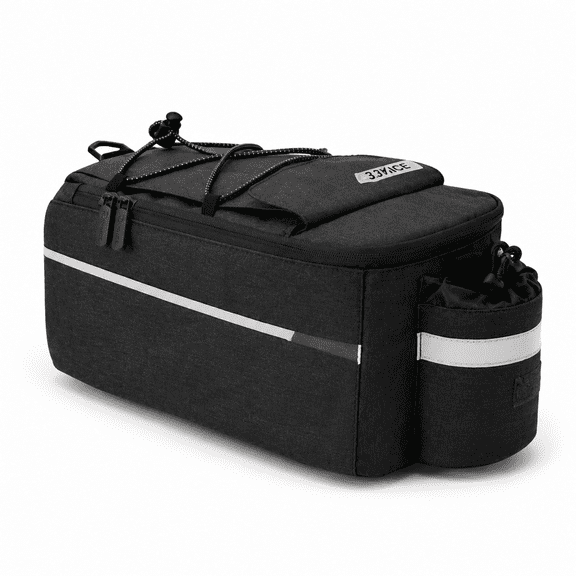 Black 12.5 x 6.3 x 6.3 inches insulated bike rear rack trunk cooler duffel bag