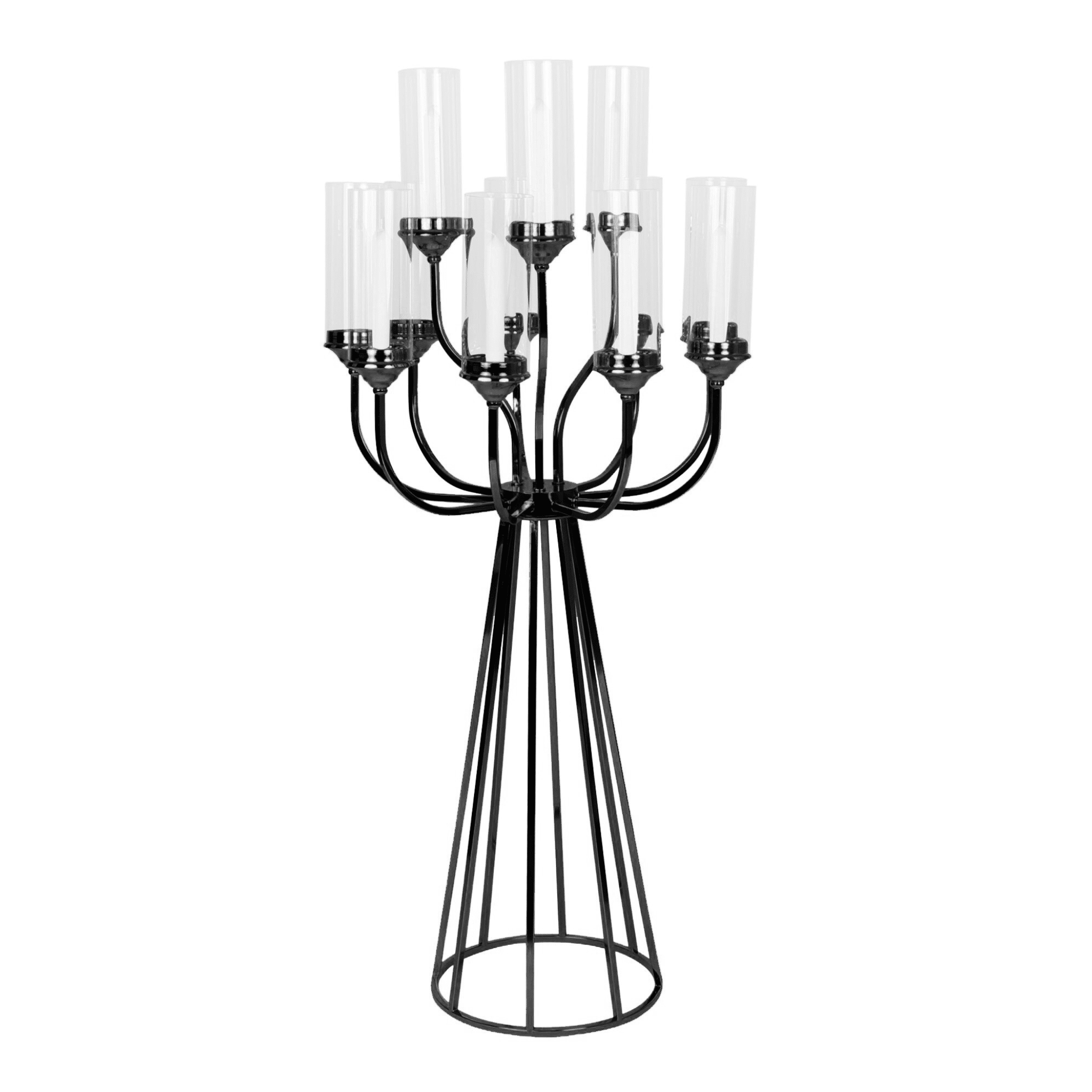 Black 12 Arms Candle Holder Wedding Candelabra Metal Table Centerpiece
