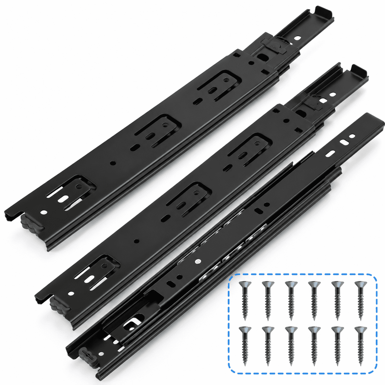 Black 12 Inch 10 Pair Side Mount Full Extension Ball Bearing Cabinet ...