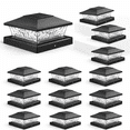 Black 12 Pack Solar Cap Lights, RGB Color Changing Outdoor Deck Fence ...