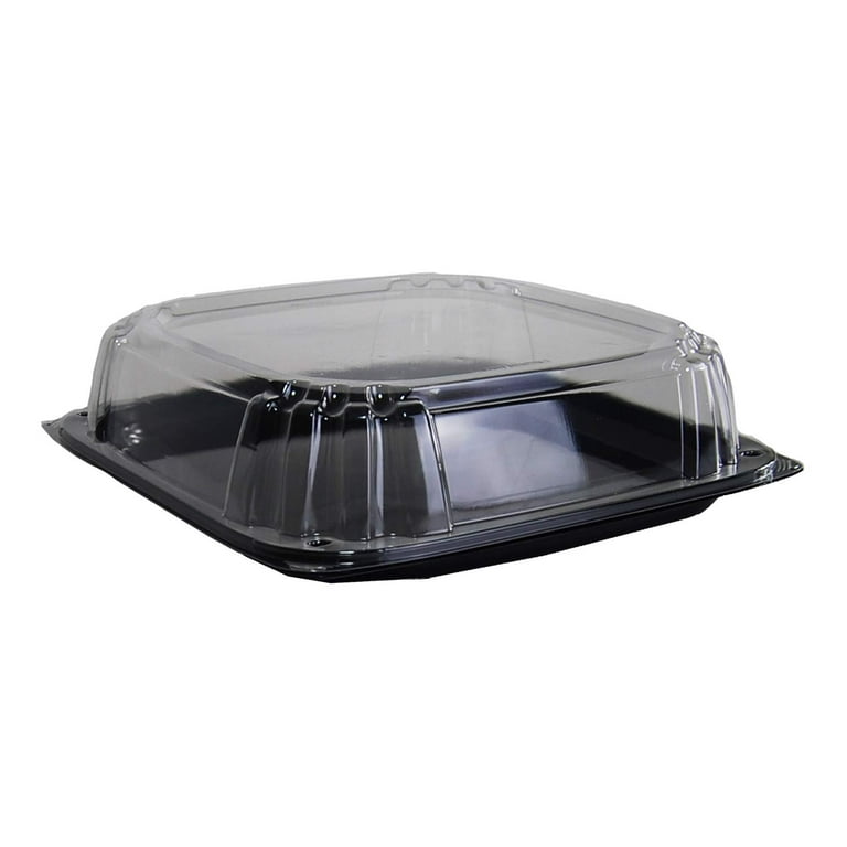 LIDS ONLY: Pulp Tek Plastic Dome Lids, 100 Disposable Lids For Food Trays-  Food Trays Sold Separately, Built-In Tab, Clear Plastic Dome Lids, Fits 5