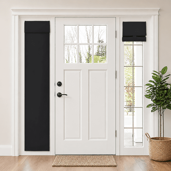 Black 12"W x 70"L (Pack of 1) Blackout Sidelight Window Curtain for Sliding Doors and Offices