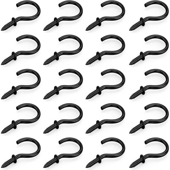 Black 120Pcs 1 Inch Metal Cup Hook Screw Hook Screw-in Ceiling Screw Hook for Hanging