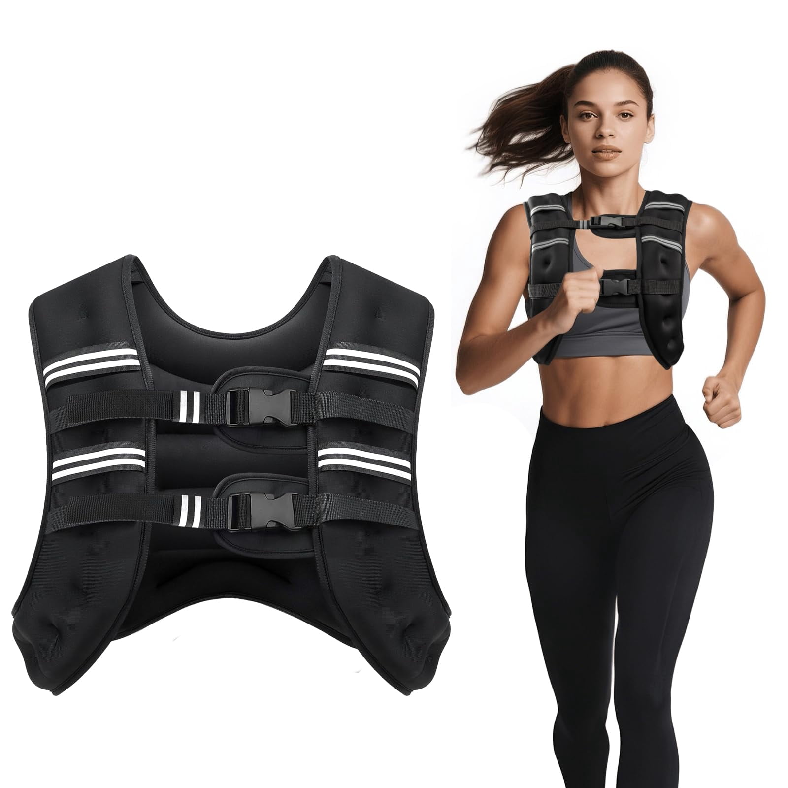 Black 12LB Weighted Vest for Men and Women Workout Fitness