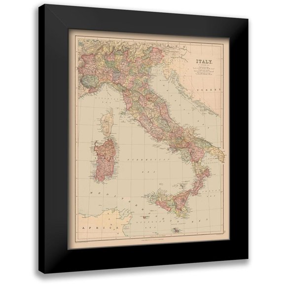 Black 12x14 Black Modern Framed Museum Art Print Titled - Italy - Black 1867
