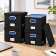 Black 13.2*10.1*10.1in(4Pack) Plastic Hanging File Organizer Box Set ...