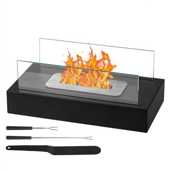 Black 13.8 7.1 * 5.5in with windshield, two extendable baking forks, rectangular smokeless stove, iron body, stainless steel combustion chamber, fire extinguishing handle