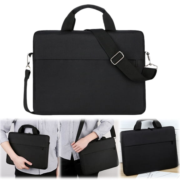 Black 13 Inch Laptop Bag - Slim Inner Shoulder Briefcase with Detachable Compartment, Business Travel Case for MacBook & Notebook