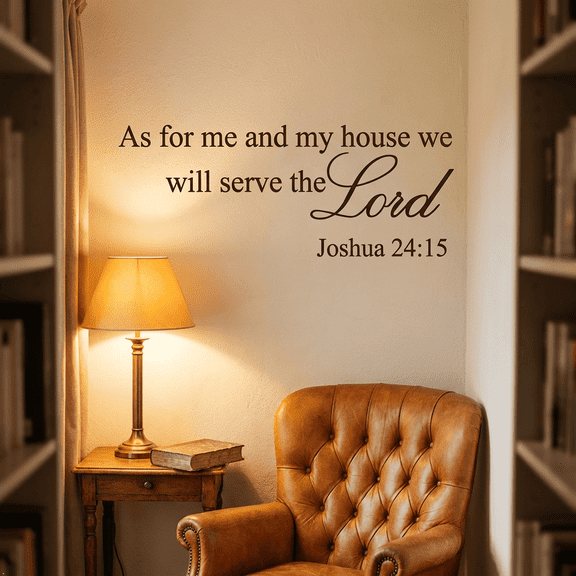 Picniva As for Me and My House, We Will Serve the Lord Bible Verse Vinyl Wall Decal, Black, 13" x 32", Removable Self-Adhesive Home Decor