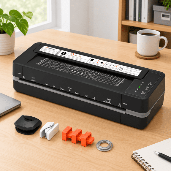 Black 13-inch Heavy-Duty 4-Roller Thermal Laminator Machine for A3/11x17 Documents