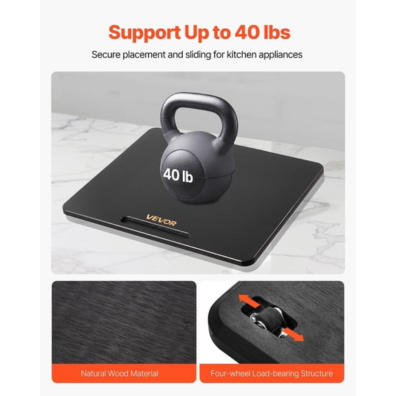 Black 13" x 16" Retractable Appliance Shelf - Slide-Out Tray for Coffee Machines