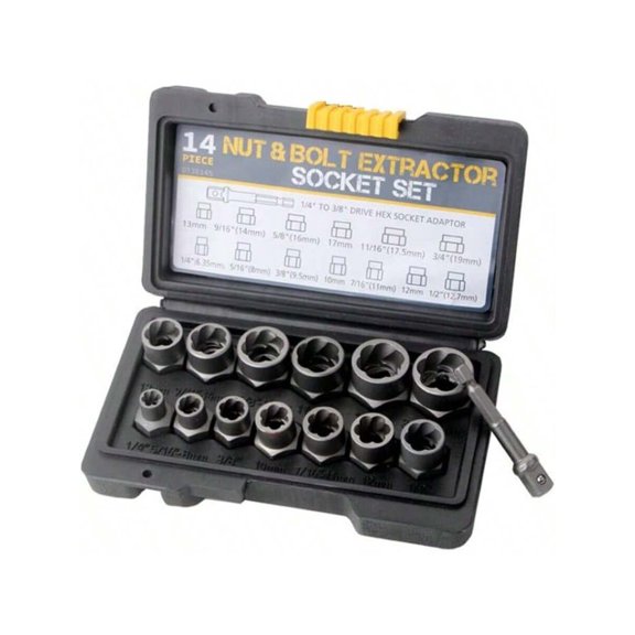 Black 14-Piece Nut & Bolt Extractor Socket Set 1/4 to 3/8 Drive