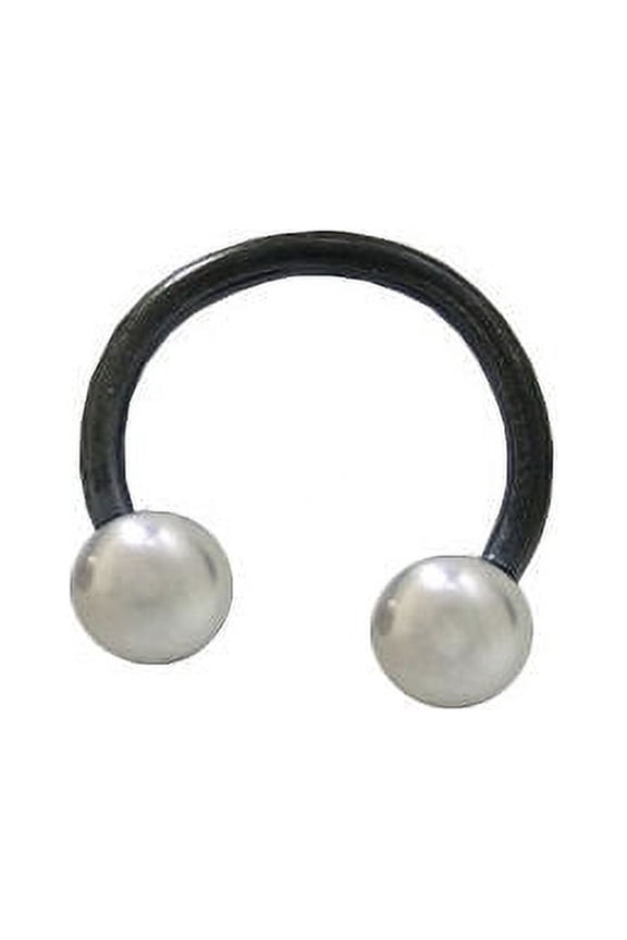Black 14G Titanium Circular Barbell Horseshoe Ring with 6mm Surgical Steel Balls