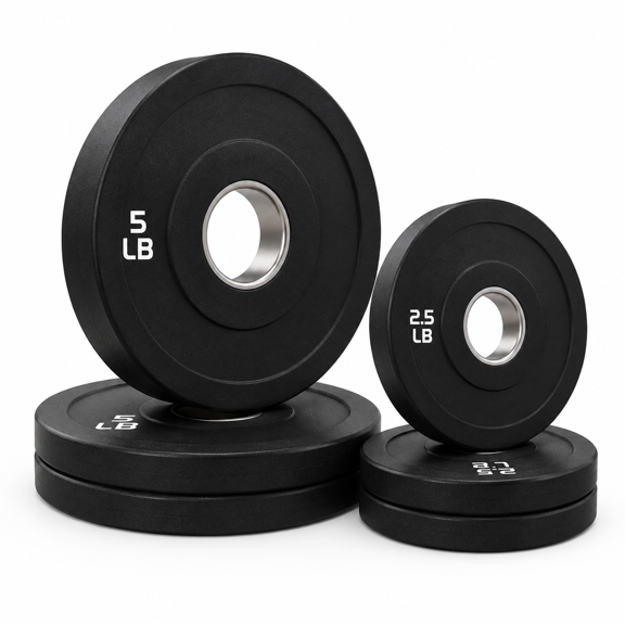 Black 15 LB (2.5+5) Fractional Olympic Bumper Weight Plates Set