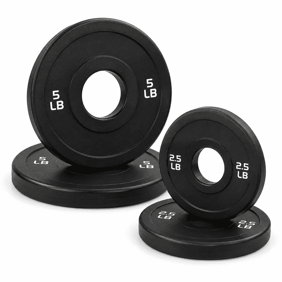 Black 15 LB (2.5+5) Fractional Olympic Rubber Coated Weight Plates Set