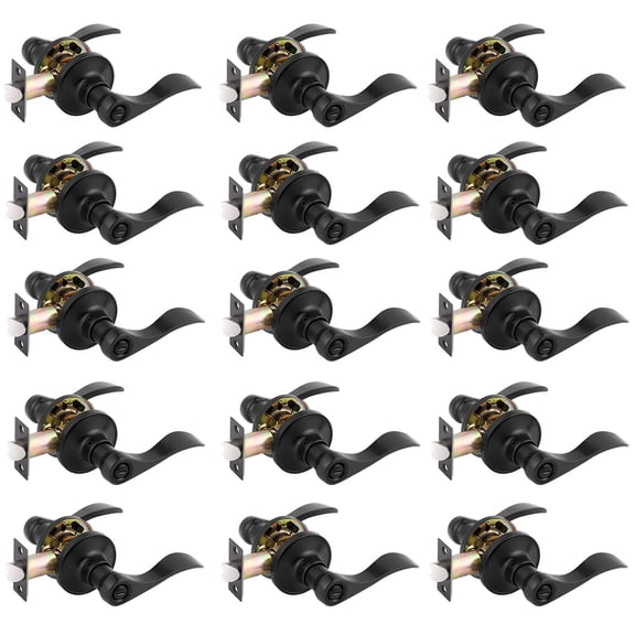 Black 15 Pack Matte Black Door Handles Levers Interior Keyless Bed And Bath Wave Knobs