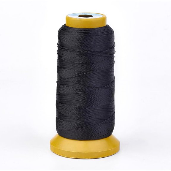Black 15-Strand Polyester Thread 1.2mm 170m Roll Durable Craft Cord for Sewing Embroidery Beading and Textile Arts
