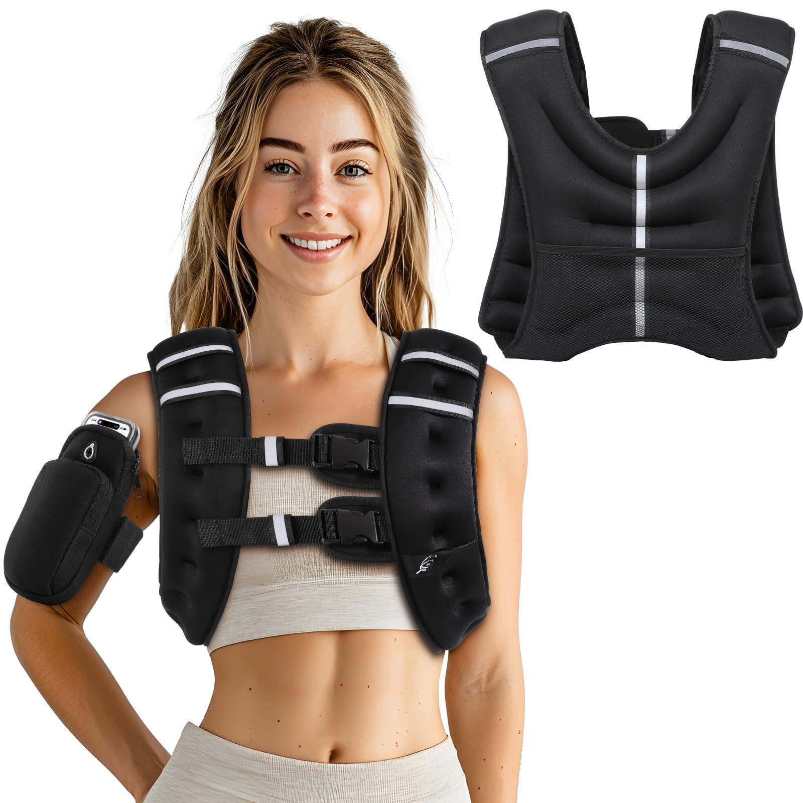 Black 15 lb Weighted Vest for Workout Running Walking
