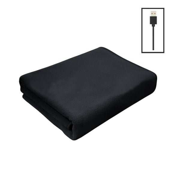 Black 150×80Cm 5V Usb Heating Blanket - Single-Layer Multi-Purpose Electric Thermal Shawl and Knee Pad (Non-Adjustable)