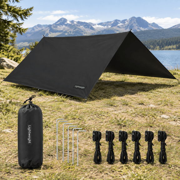 Black 156''x115'' Waterproof Camping Tent Ultralight Hammock Rain Fly