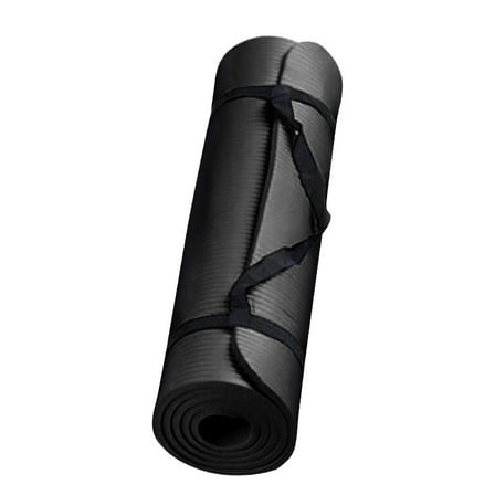 Black 15Mm Thick Yoga Mat Anti Skid, Portable Exercise Fitness Mat For Home Gym Workout