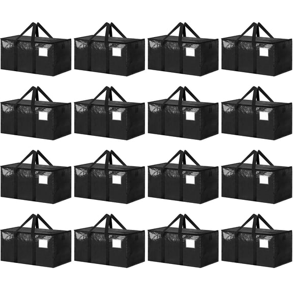 Black 16 Pack Extra Large Heavy Duty Storage Totes For Moving & Organization