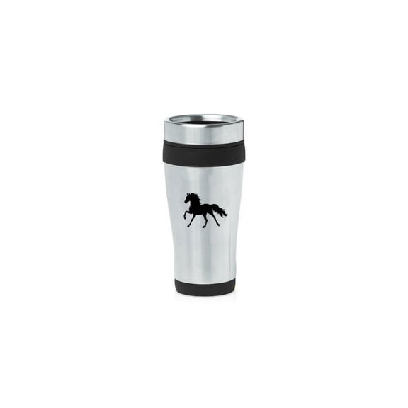 Black 16oz Insulated Stainless Steel Travel Mug Z1050 Horse