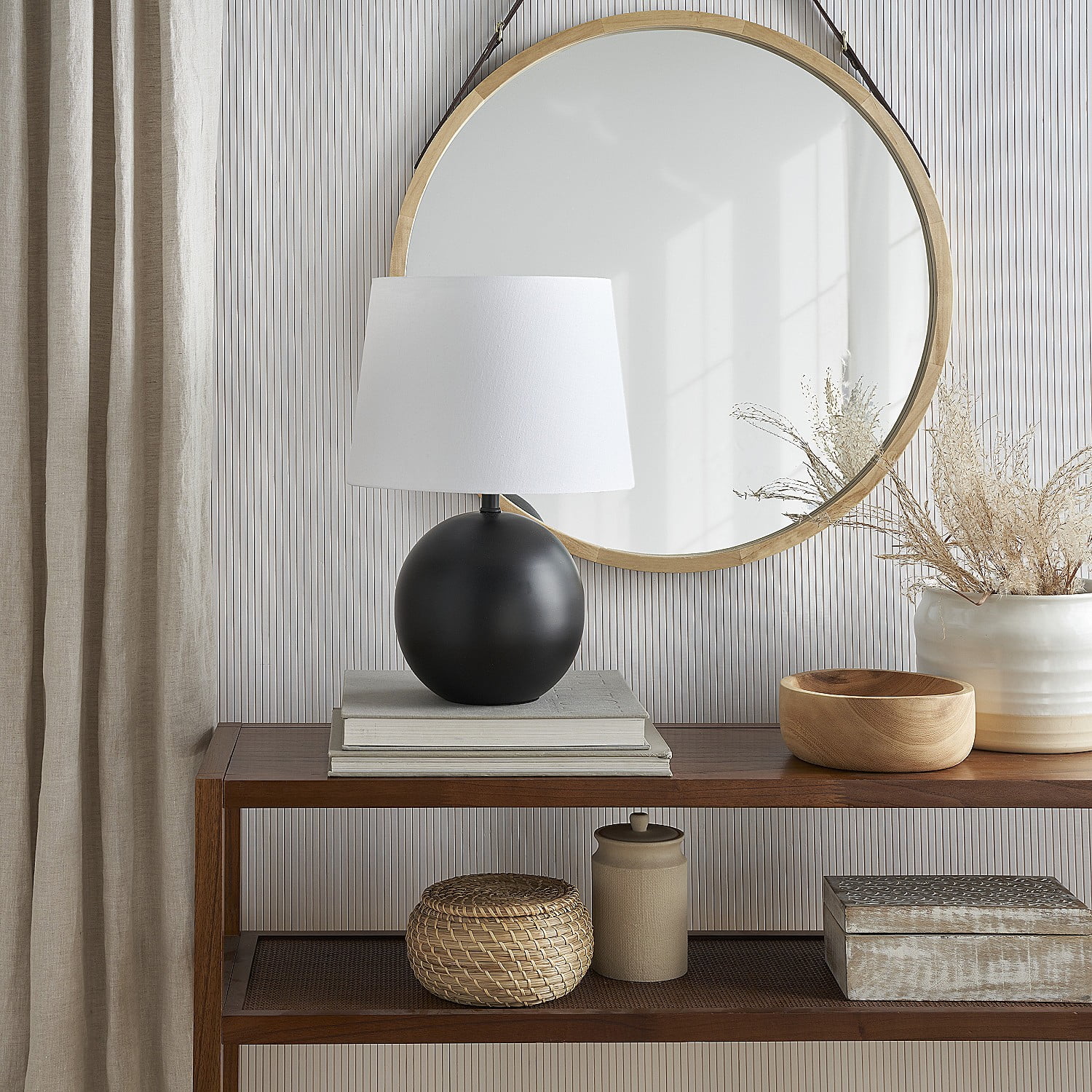 18" Black Metal Round Table Lamp with White Shade
