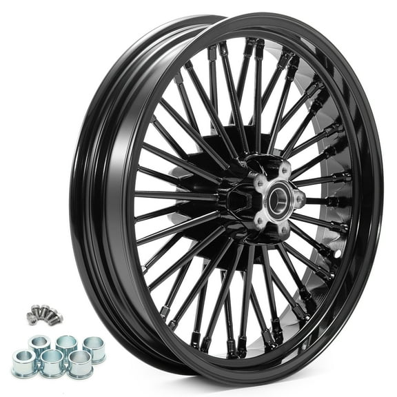 Black 18" x 3.5" Tubeless Rear Wheel Fat Spoke for Dyna FXDWG FXST Wide Glide Softail Fat Boy