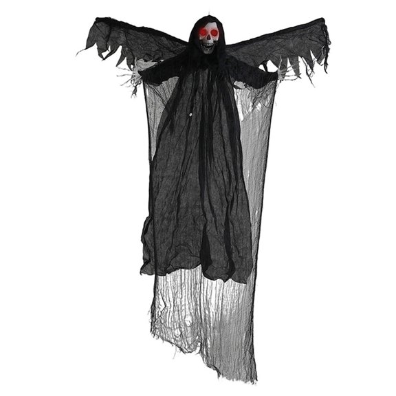Black 180cm Hanging Halloween Face Decoration, Skeleton Ghost for Outdoor Indoor, Spooky Prop