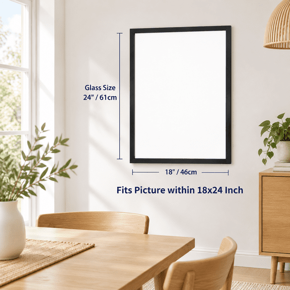 Black 18x24 Floating Solid Wood Picture Frame with Tempered Glass