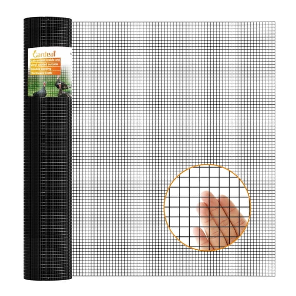 Black 19 Gauge 1/2 Inch Hardware Cloth - Vinyl Coated Welded Wire Mesh Roll - Duty Rust Proof Fencing for Gardens, Poultry Animal Netting Cage Screen (Black 1/2 16inx10Ft)
