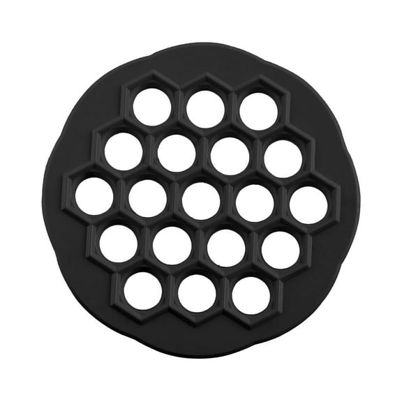 Black 19 Hole Dumpling Mold Press Tool Kitchen Gadget Small Black With Stuffing Stick 5.5X2.8Inch