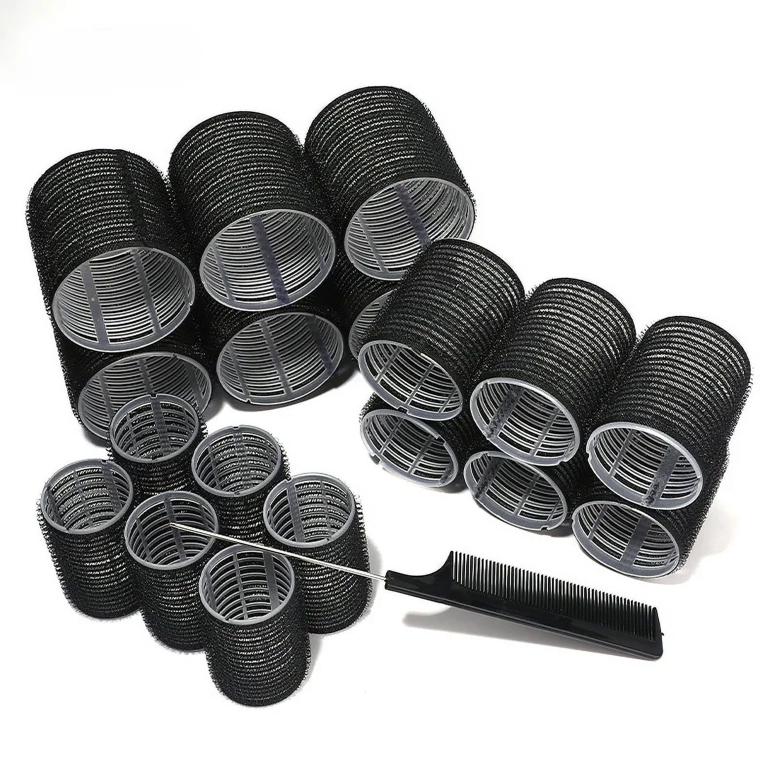 Black 19-Piece 19-35 Piece Heatless Hair Rollers Set with Clips and ...