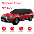 thumbnail image 1 of Half Car Cover for SUV Waterproof with Reflective Stripes, All Weather Car Windshield Cover Hail Protector Car Cover Snowproof Windproof Dustproof UV Resistant, Black, 1 of 10