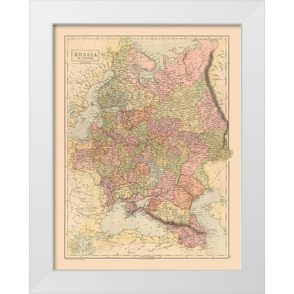 Black 19x24 White Modern Wood Framed Museum Art Print Titled - Russia - Black 1867