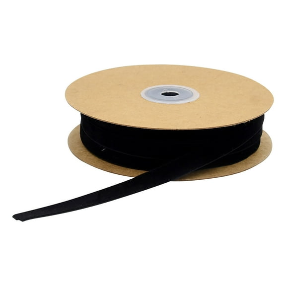 Black 1Cm Wide Velvet Flocking Ribbon For Crafts And Jewelry 20 Meters Long Non-Stretch Material