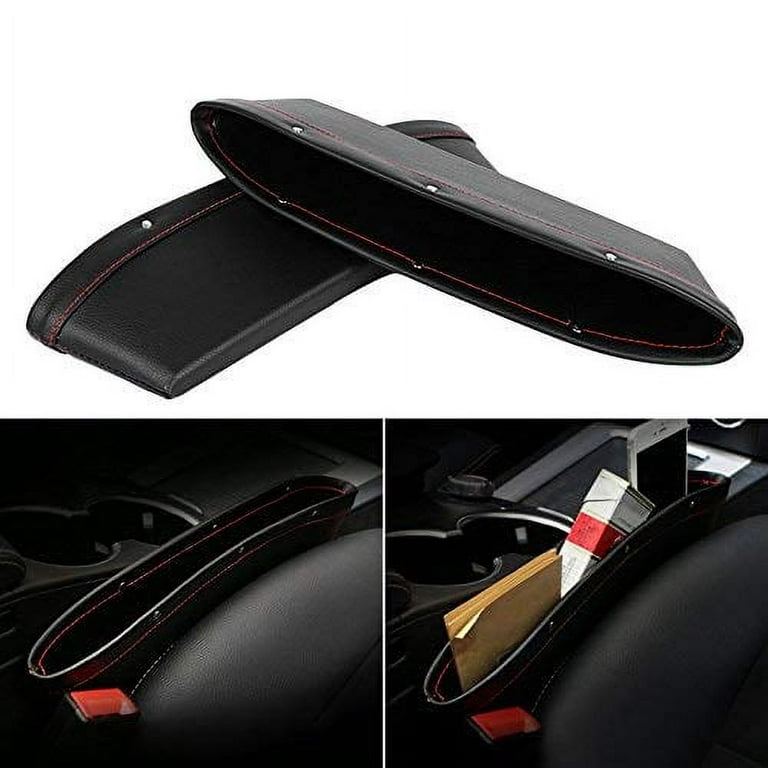 PU Leather Car Interior Console Side Front Seat Gap Filler Organizer  Universal