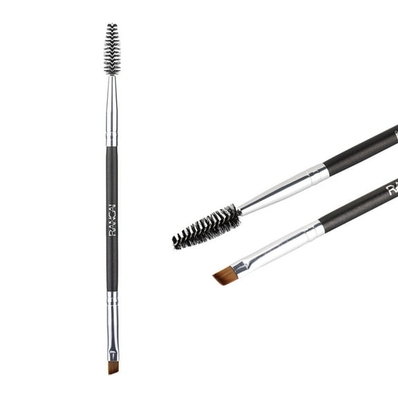 Black 1pcs Dual Head Eyebrow Brush Spiral Brush Eyelash Curling Brush Wooden Handle Double Headed Slanted Eyebrow Brush