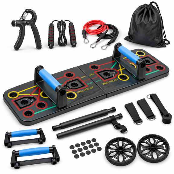 Black-2 17-in-1 Portable Dismountable Push-Up Stand Home Gym Multi-Functional Fitness