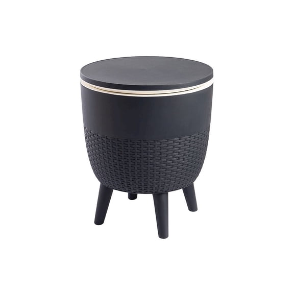 Black 2-In-1 Side Table And Cooler For Indoor And Outdoor Use