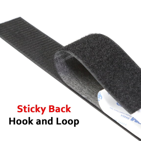 Black 2-Inch Heavy Duty Sticky Back Tape - 3FT Strong Adhesive Hook and Loop for Car & Home DIY