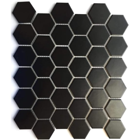 Black 2 Inch Hexagon Mosaic matte, 10 pieces (10 Sqft)